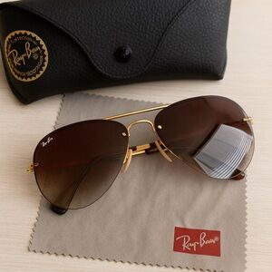 Ray-Ban Gold Frame Sunglasses with Brown Lenses
